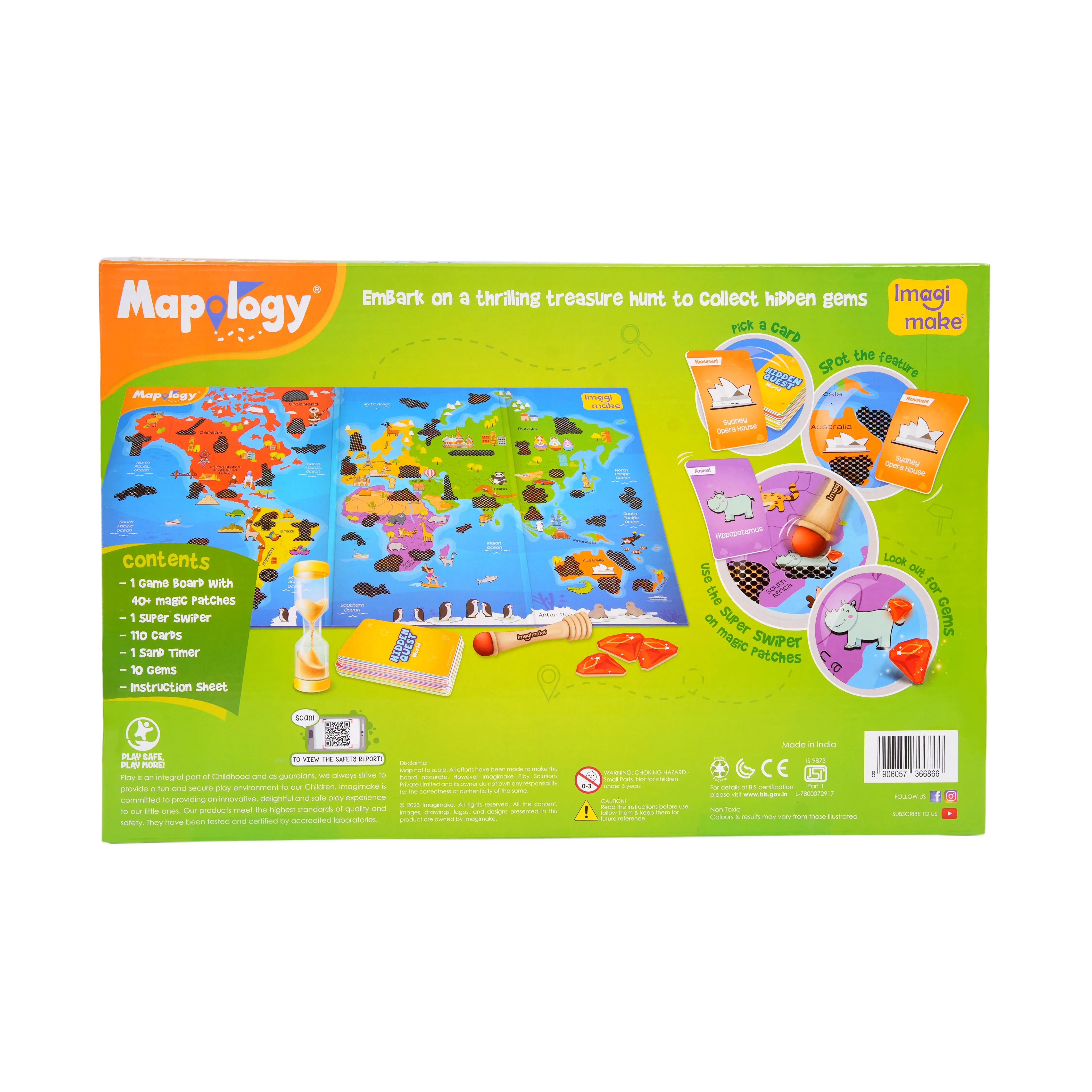 Mapology World Map Treasure Hunt Board Game - Image 1