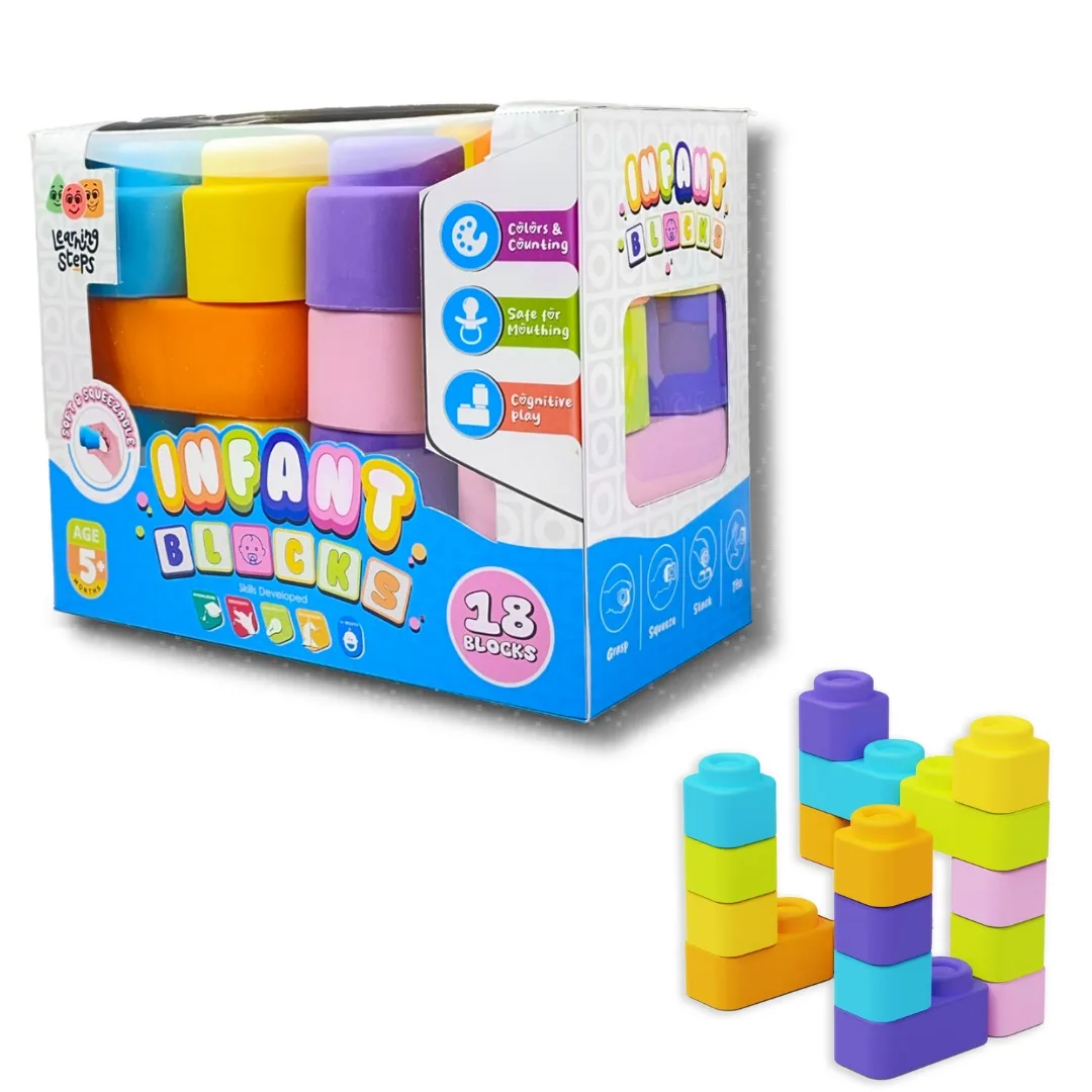 INFANT BLOCKS - SET 2 | 5+ Months | Learning Steps Educational Toy | 18 Pieces - Image 1