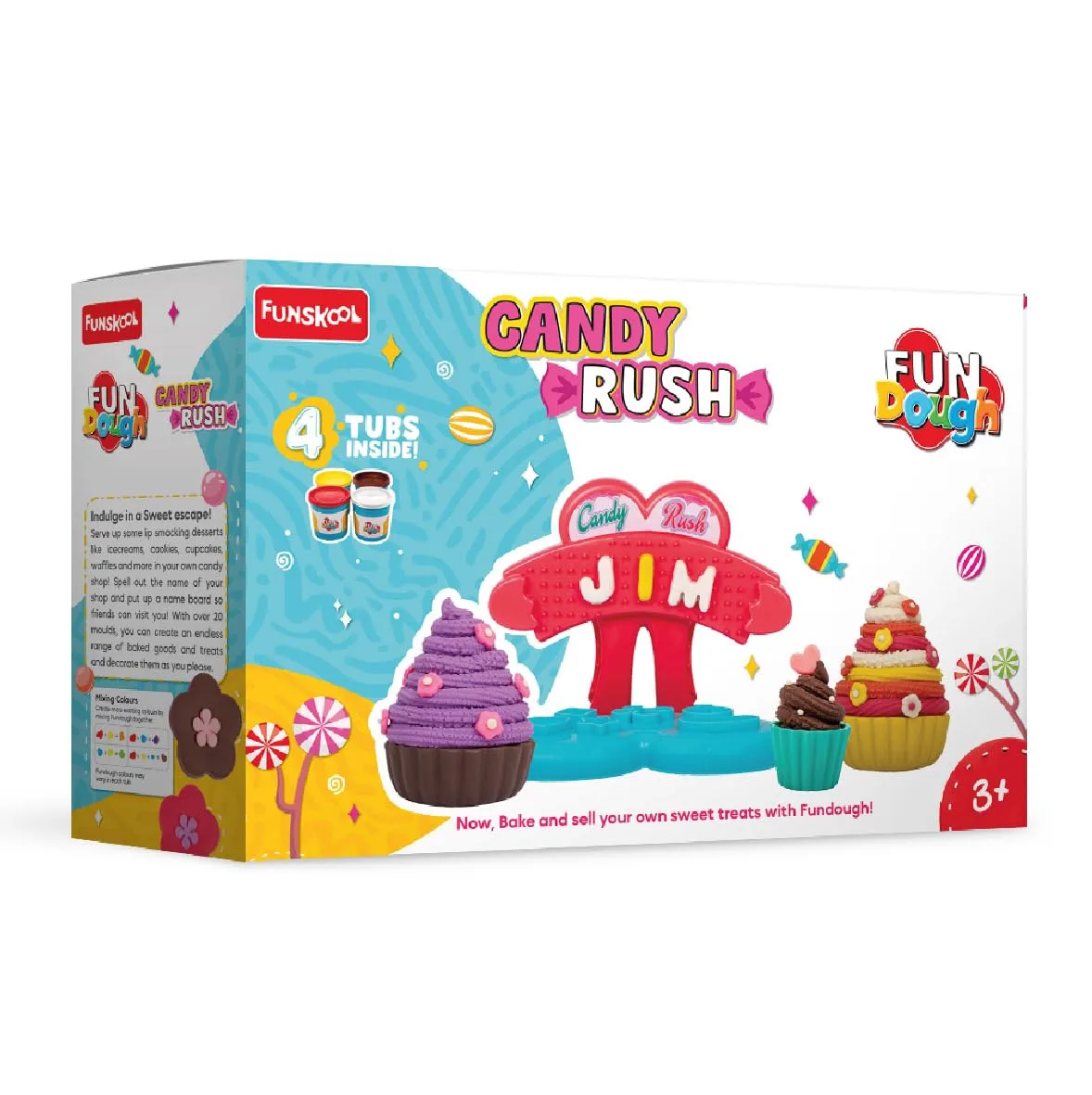FunDough Candy Rush Playset � 4 Dough Tubs, 20+ Tools, Cookie Cutters & Frosting Nozzles | FunSkool Dough Kit for Kids - Image 1